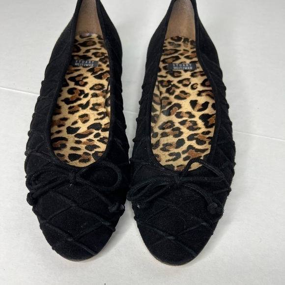 Stuart Weitzman Suede Ballet Flats with Raised Criss Cross Pattern - Picture 4 of 9